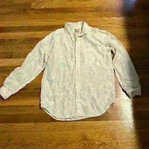 Vintage 100% silk ivory button-down long-sleeved shirt